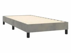 Conjunto Boxspring - 90x190 cm colchón y LED terciopelo claro ES745478