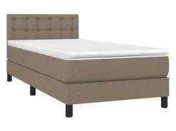 Discount Conjunto Boxspring - 90x190 cm colchón y luces LED tela gris taupe ES815471 Cama Continental Boxspring