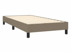 Discount Conjunto Boxspring - 90x190 cm colchón y luces LED tela gris taupe ES815471 Cama Continental Boxspring