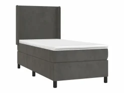 Conjunto Boxspring - 90x190 cm colchón y LED terciopelo oscuro ES723291 Gris