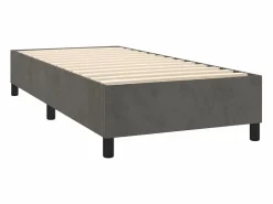 Conjunto Boxspring - 90x190 cm colchón y LED terciopelo oscuro ES723291 Gris