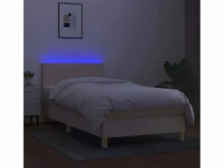 Conjunto Boxspring - 90x190 cm colchón y luces LED tela color ES485940 Cama Continental Boxspring