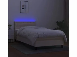 New Conjunto Boxspring - 90x190 cm colchón y luces LED tela color ES856349 Cama Continental Boxspring