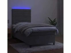 Hot Conjunto Boxspring - 80x200 cm + Somieres + colchón + LED terciopelo claro ES42582 Cama Continental Boxspring