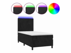 Sale Conjunto Boxspring - 90x200 cm colchón y LED terciopelo ES433243 Cama Continental Boxspring