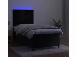 Sale Conjunto Boxspring - 90x200 cm colchón y LED terciopelo ES433243 Cama Continental Boxspring