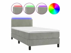 New Conjunto Boxspring - 80x200 cm + Somieres + colchón + LED terciopelo ES43929 Cama Continental Boxspring