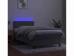 New Conjunto Boxspring - 80x200 cm + Somieres + colchón + LED terciopelo ES43929 Cama Continental Boxspring