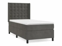 Clearance Conjunto Boxspring - 90x190 cm + colchón terciopelo oscuro ES923564 Gris
