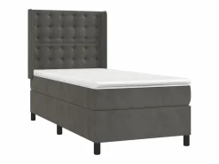 Clearance Conjunto Boxspring - 90x190 cm + colchón terciopelo oscuro ES923564 Gris