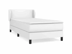 Discount Conjunto Boxspring - 90x200 cm + Somieres + colchón cuero sintético ES41709 Blanco