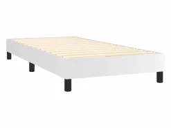Discount Conjunto Boxspring - 90x200 cm + Somieres + colchón cuero sintético ES41709 Blanco