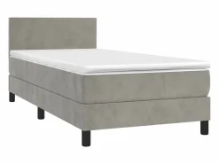 Outlet Conjunto Boxspring - 80x200 cm colchón y LED terciopelo claro ES476643 Cama Continental Boxspring