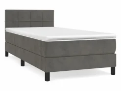 Conjunto Boxspring - 80x200 cm + Somieres + colchón terciopelo oscuro ES43840 Cama Continental Boxspring