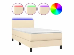 Discount Conjunto Boxspring - 90x190 cm + colchón y LED tela ES242527 Cama Continental Boxspring