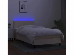 Discount Conjunto Boxspring - 90x190 cm + colchón y LED tela ES242527 Cama Continental Boxspring
