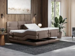 Palacio Conjunto boxspring relax Tela - Marrón - 2 x 90 x 200 cm - LODI de