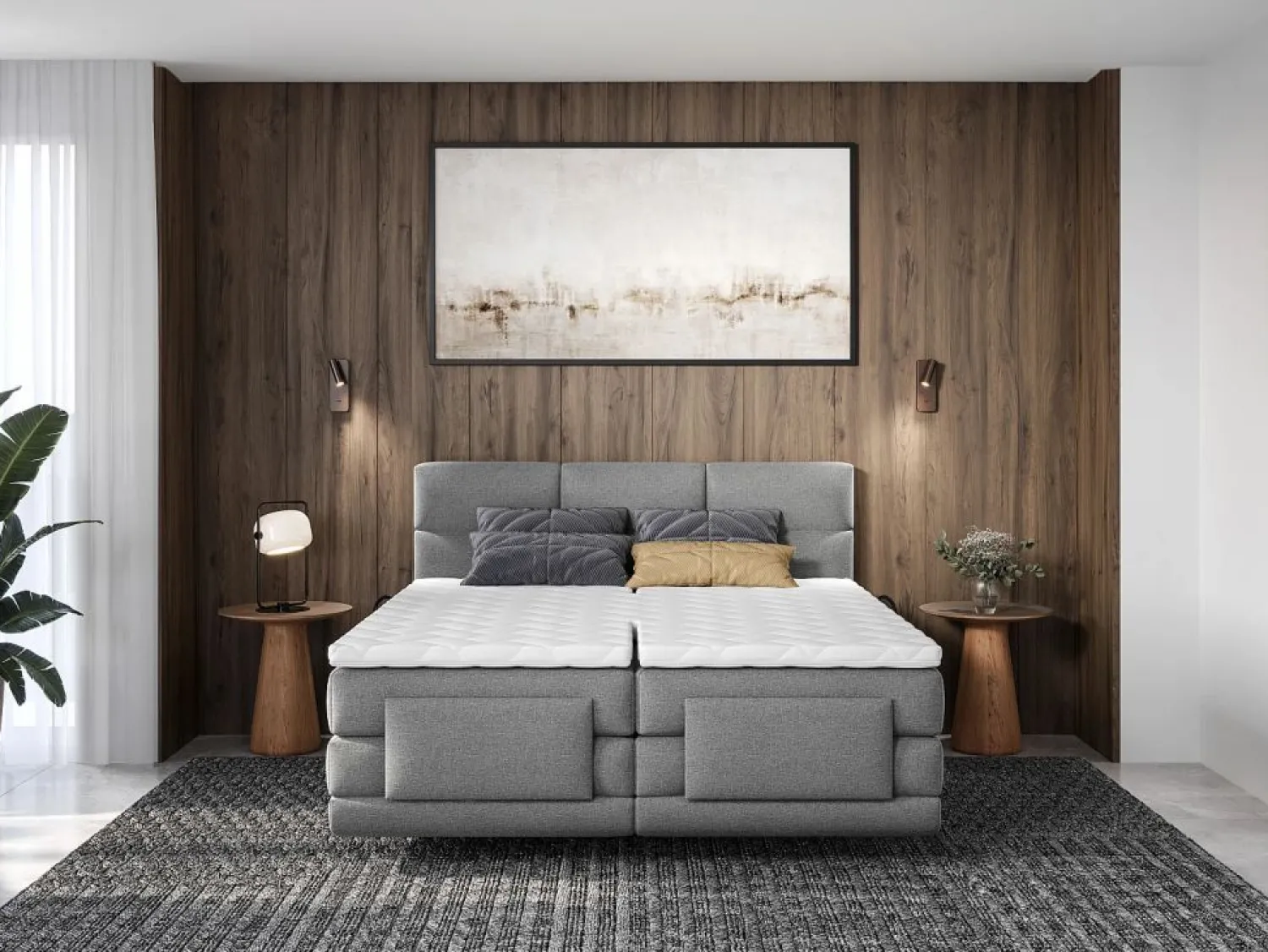 Sale Conjunto boxspring relax tela 2x80x200 LODI Cama Continental Boxspring|Cama Articulada