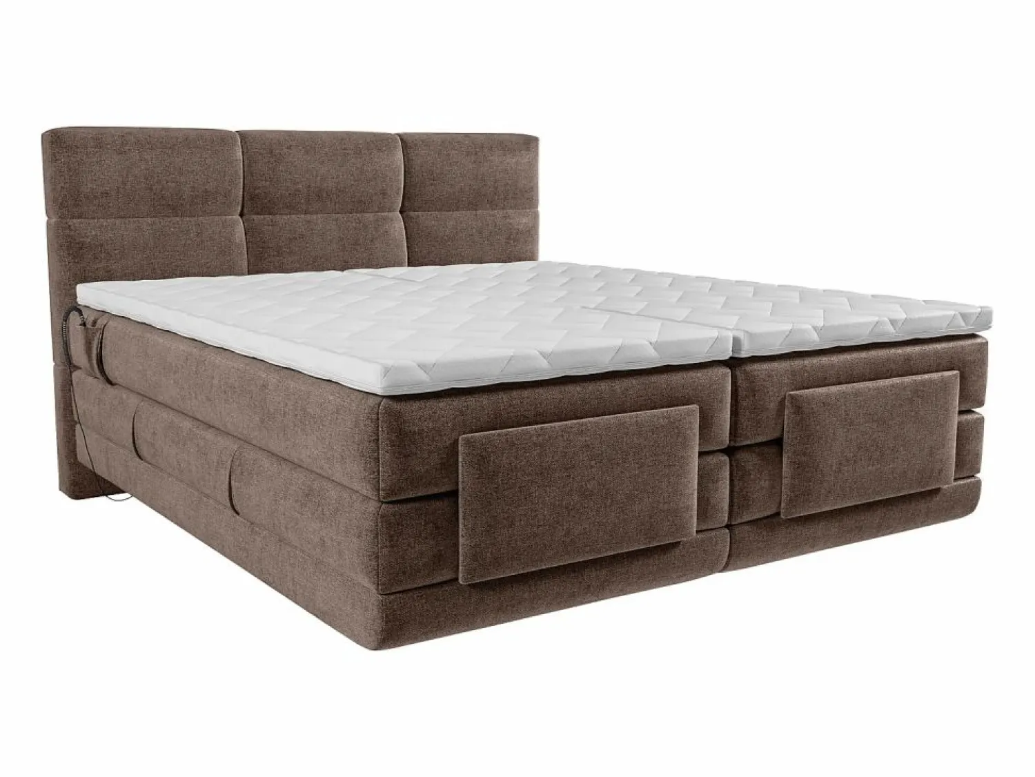 Best Conjunto boxspring relax Tela - Marrón - 2 x 80 x 200 cm - LODI de Cama Continental Boxspring|Cama Articulada
