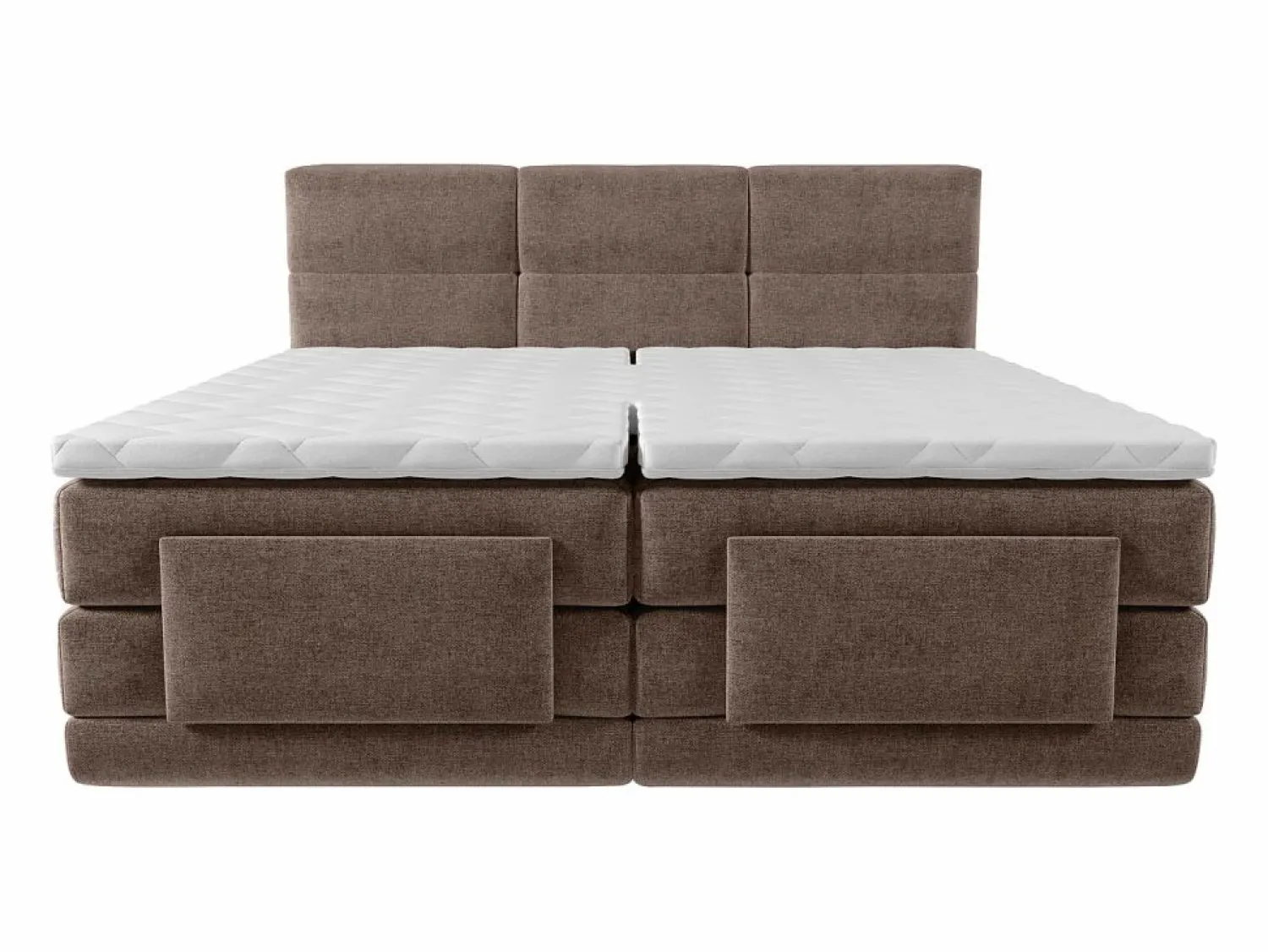 Best Conjunto boxspring relax Tela - Marrón - 2 x 80 x 200 cm - LODI de Cama Continental Boxspring|Cama Articulada