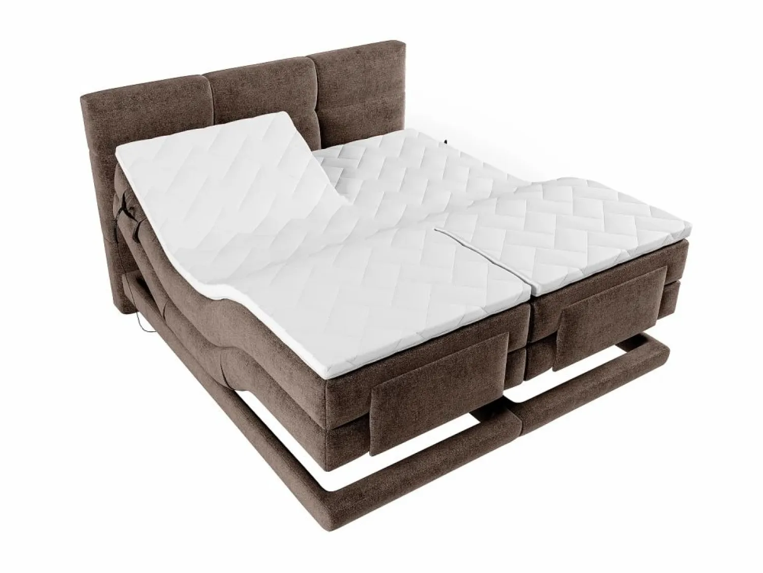 Best Conjunto boxspring relax Tela - Marrón - 2 x 80 x 200 cm - LODI de Cama Continental Boxspring|Cama Articulada