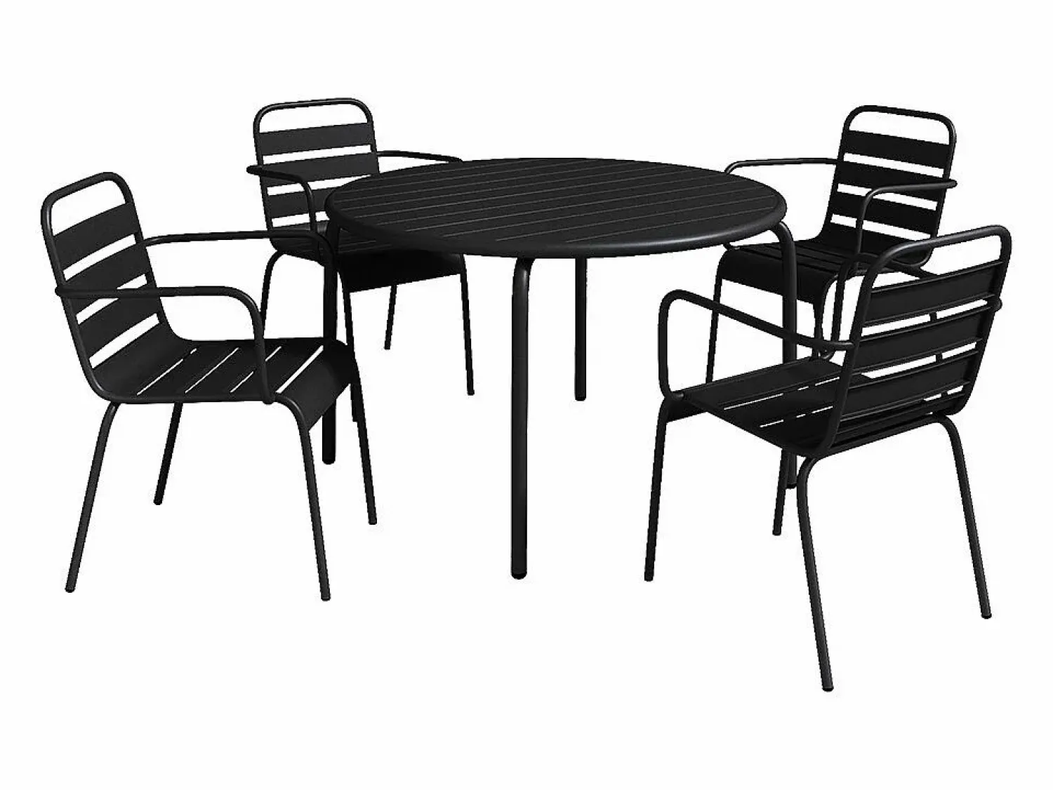 Best Conjunto comedor jardín metal una mesa D.110cm y 4 sillas apilables - - MIRMANDE Comedores De Jardín