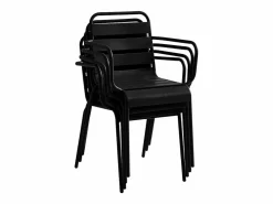 Best Conjunto comedor jardín metal una mesa D.110cm y 4 sillas apilables - - MIRMANDE Comedores De Jardín