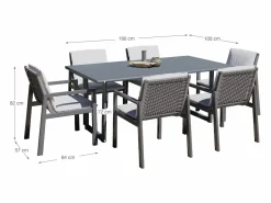 Conjunto comedor jardín ONIX 7 piezas Antracita