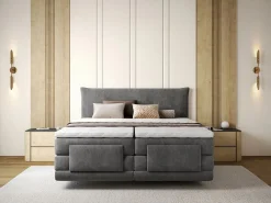Palacio Conjunto completo Boxspring eléctrico 2 x 90 x 200 cm king size Antracita Tejido - ZANORO de