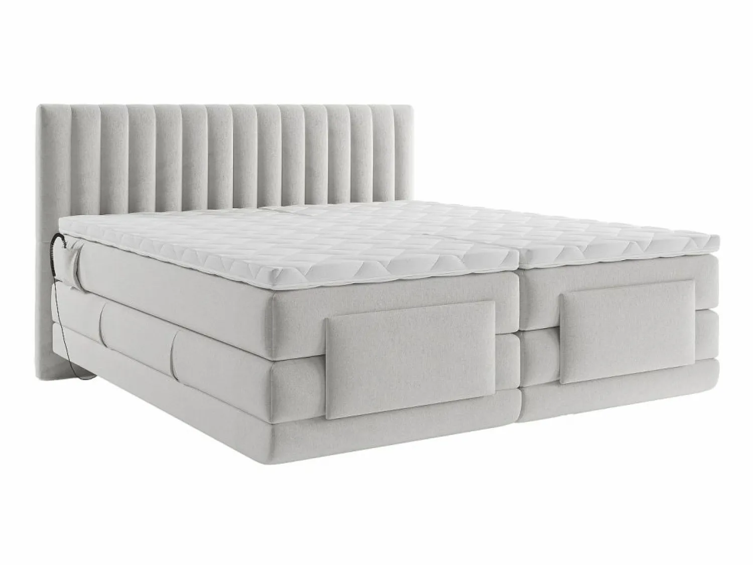 Clearance Palacio Conjunto completo boxspring - 2 x 90 x 200 cm - Terciopelo - - DONISI de Gris claro