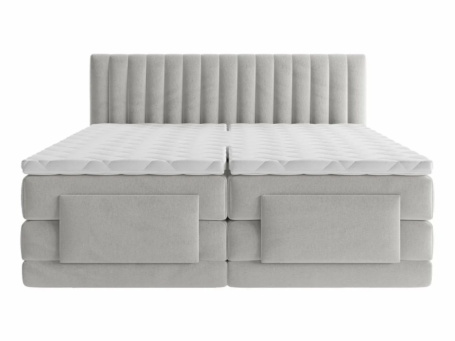 Clearance Palacio Conjunto completo boxspring - 2 x 90 x 200 cm - Terciopelo - - DONISI de Gris claro