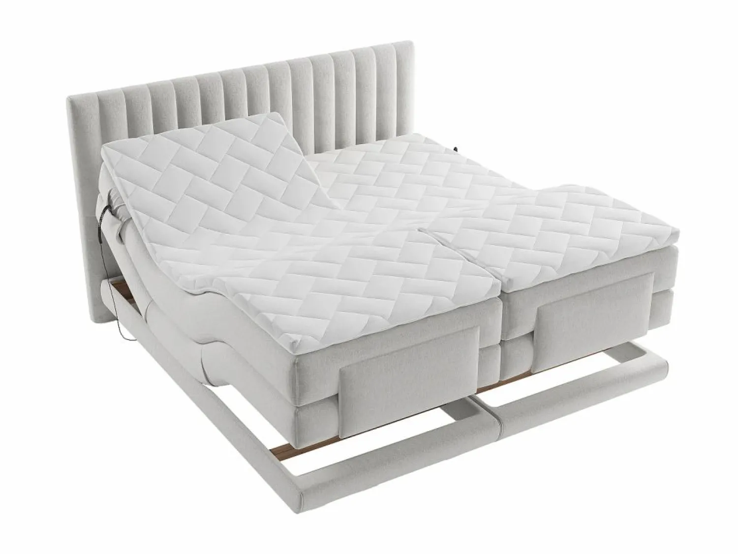 Clearance Palacio Conjunto completo boxspring - 2 x 90 x 200 cm - Terciopelo - - DONISI de Gris claro