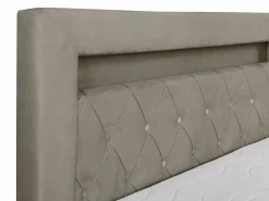 Sale Ysmée Conjunto completo de decoración de dormitorio canapés abatibles - 180 x 200 - Terciopelo - - ORANA Topo