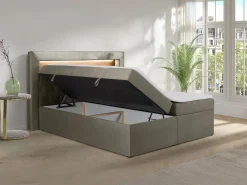 Best Conjunto completo de decoración de dormitorio con canapés abatibles - 160 x 200 - Terciopelo - - ORANA Cama Continental Boxspring