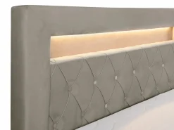 Best Conjunto completo de decoración de dormitorio con canapés abatibles - 160 x 200 - Terciopelo - - ORANA Cama Continental Boxspring