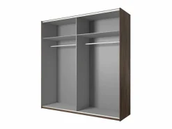 Meublorama Conjunto completo de dormitorio FOX – Cama con canapé 180x200, somier incluido, Armario, Cómoda, Mesitas de noche – Roble oscuro Marru00f3n