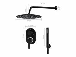Helloshop26 Conjunto completo de sistema de ducha con cabezal de ducha de acero inoxidable negro 02_0003109