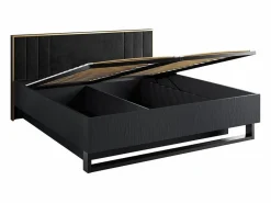 Meublorama Conjunto completo MONDO – estructurado y dorado – Cama con canapé 180x200 con somier + Armario + Cómoda + 2 mesitas de noche