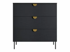 Meublorama Conjunto completo MONDO – estructurado y dorado – Cama con canapé 180x200 con somier + Armario + Cómoda + 2 mesitas de noche