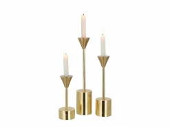 Clearance Conjunto de 3 candelabros de aluminio de 7.5x7.5x37 cm Portavelas Y Vela