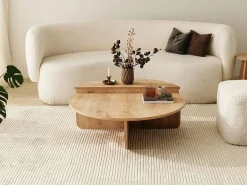 Vente-unique Conjunto de 2 mesas de centro - Color: Natural claro - ALOEVA