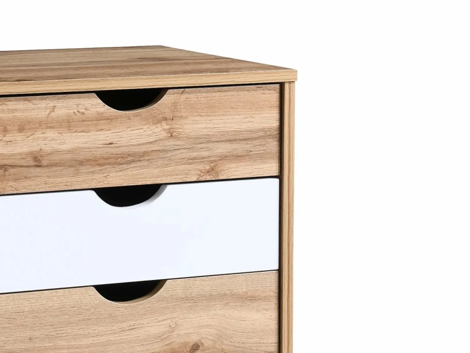 Vente-unique Conjunto de 2 mesitas de noche con 3 cajones, natural y blanco - LURVIA