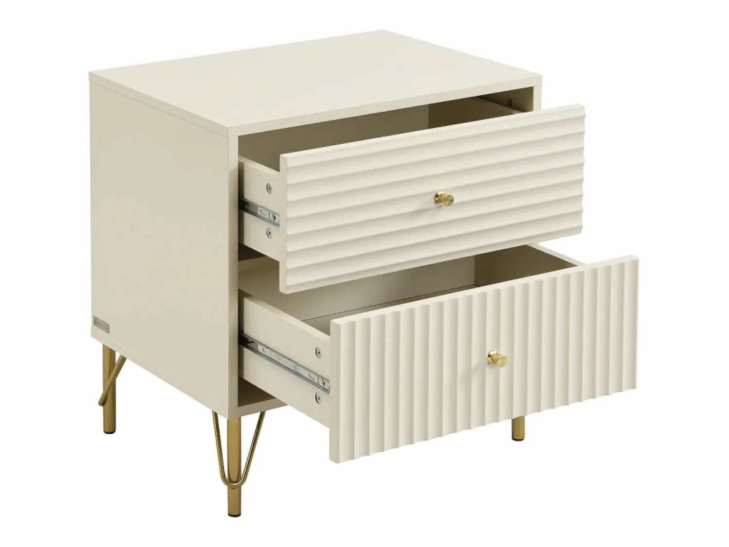 Sale Vente-unique Conjunto de 2 mesitas de noche con 2 cajones en color - LOUREO Beige