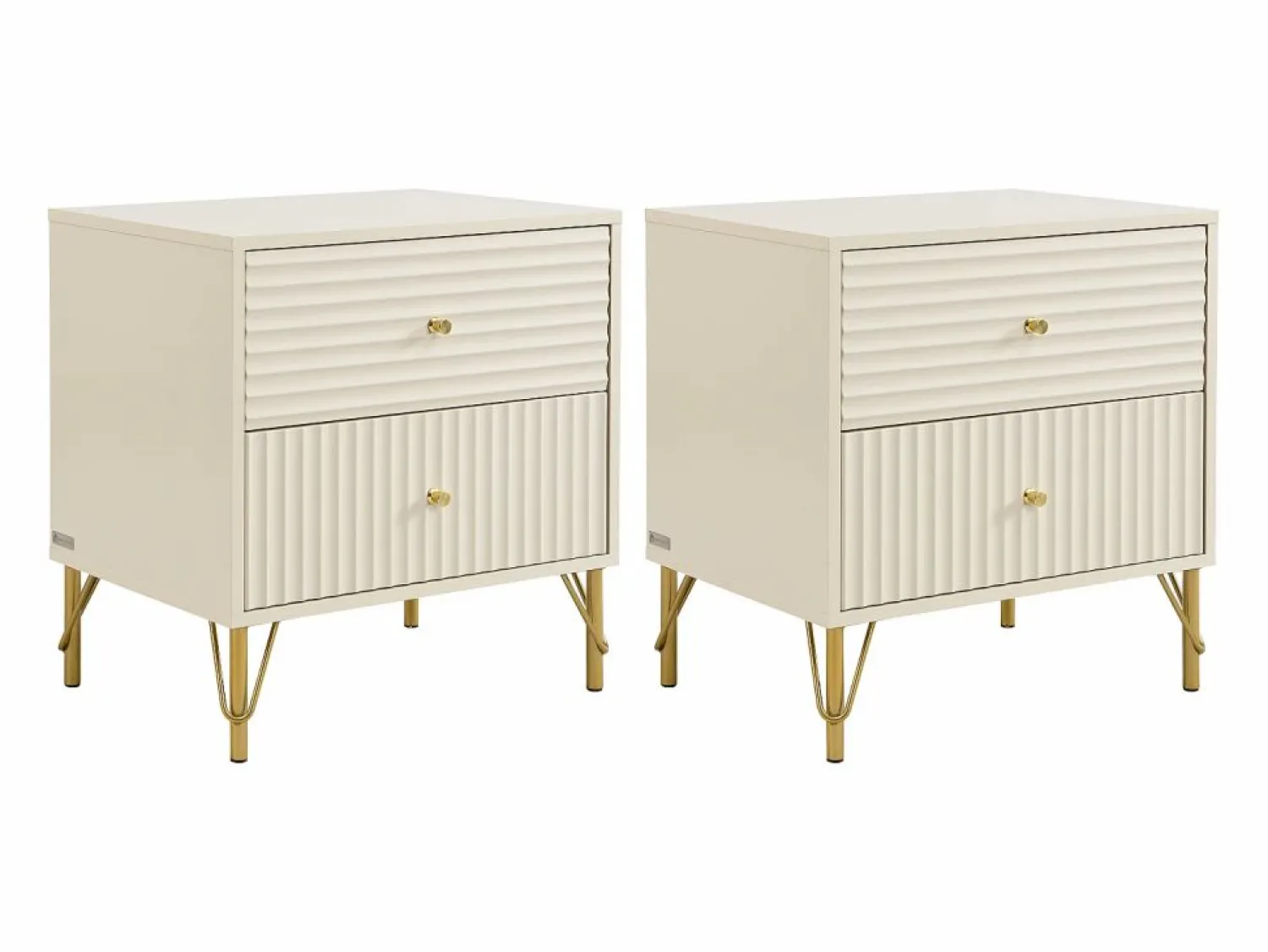 Sale Vente-unique Conjunto de 2 mesitas de noche con 2 cajones en color - LOUREO Beige