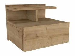Vente-unique Conjunto de 2 mesitas de noche flotantes con 1 cajón y 1 estante en color natural - AZELNO