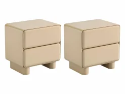 Vente-unique Conjunto de 2 mesitas de noche con 2 cajones mdf burdeos lacado - AUNELA