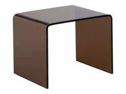 Vente-unique Conjunto de 2 mesitas de noche en vidrio templado curvado en color marrón - SUZANA