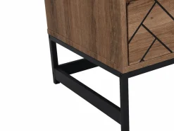 Vente-unique Conjunto de 2 mesitas de noche, 1 cajón y 1 estante abierto, MDF y acero, natural y negro - CARATANA