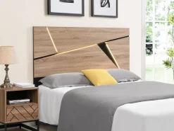 Vente-unique Conjunto de 2 mesitas de noche, 1 cajón y 1 estante abierto, MDF y acero, natural y negro - CARATANA