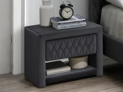 New Conjunto de 2 mesitas de noche con cajón y hueco en Terciopelo gris - DANIELE Mesita De Noche